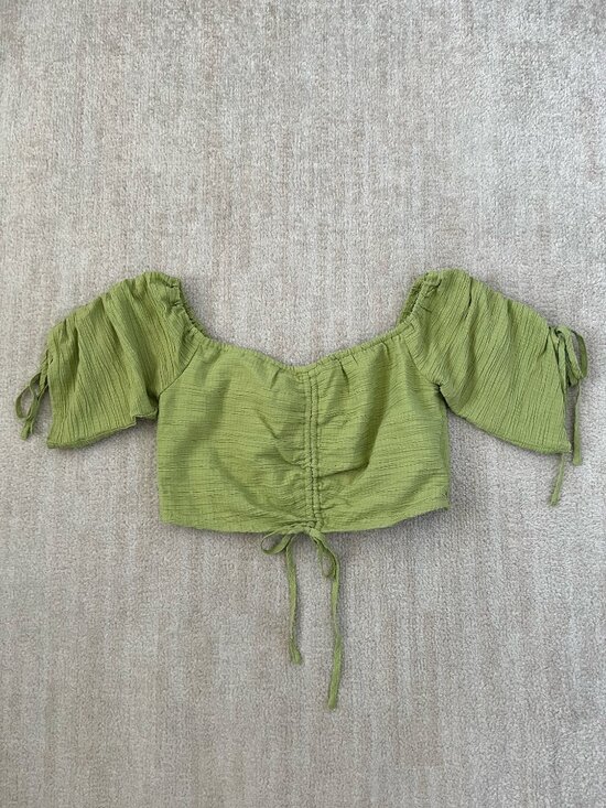 Lulus Tops - Lulus Midsummer Memories Summer Boho Off Shoulder Crop Top Blouse M Green